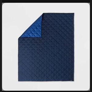 Water repellant Reversible Navy Blue Quilted Blanket